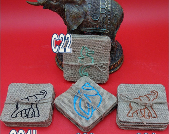 Coaster Set with Embroidered Design (4X4 Square)