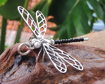 Pendant Dragonfly Sterling Silver Freshwater White Pearl Black Stone Garnet Necklace Silver Sun Style Jewelry Design Handmade From Bali