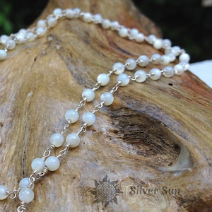 Schelp kralen sterling zilveren draad ketting elke lengte diameter kralen 3 mm sieraden ontwerp zilveren zon stijl handgemaakt uit Bali
