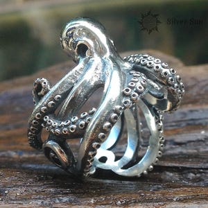 Sterling Silver Octopus Ring Jewelry Design Includes Branded Packaging Silver Sun Style Handmade From Bali Inner Diameter Any Regulated