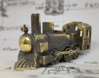 Steam locomotive Old Style Yellow Brass Miniature Includes Branded Packaging Silver Sun Style Jewelry Design Handmade From Bali