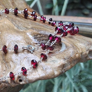 Red Garnet Stone Sterling Silver Wire Beads Diameter 4.5 mm Necklace Pendant Jewelry Design Silver Sun Style Handmade From Bali