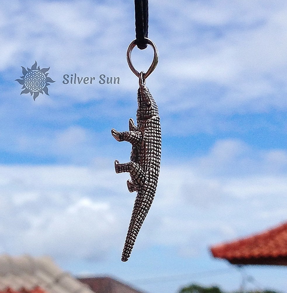 Komodo Dragon Sterling Silver Miniature Pendant Keychain Necklace