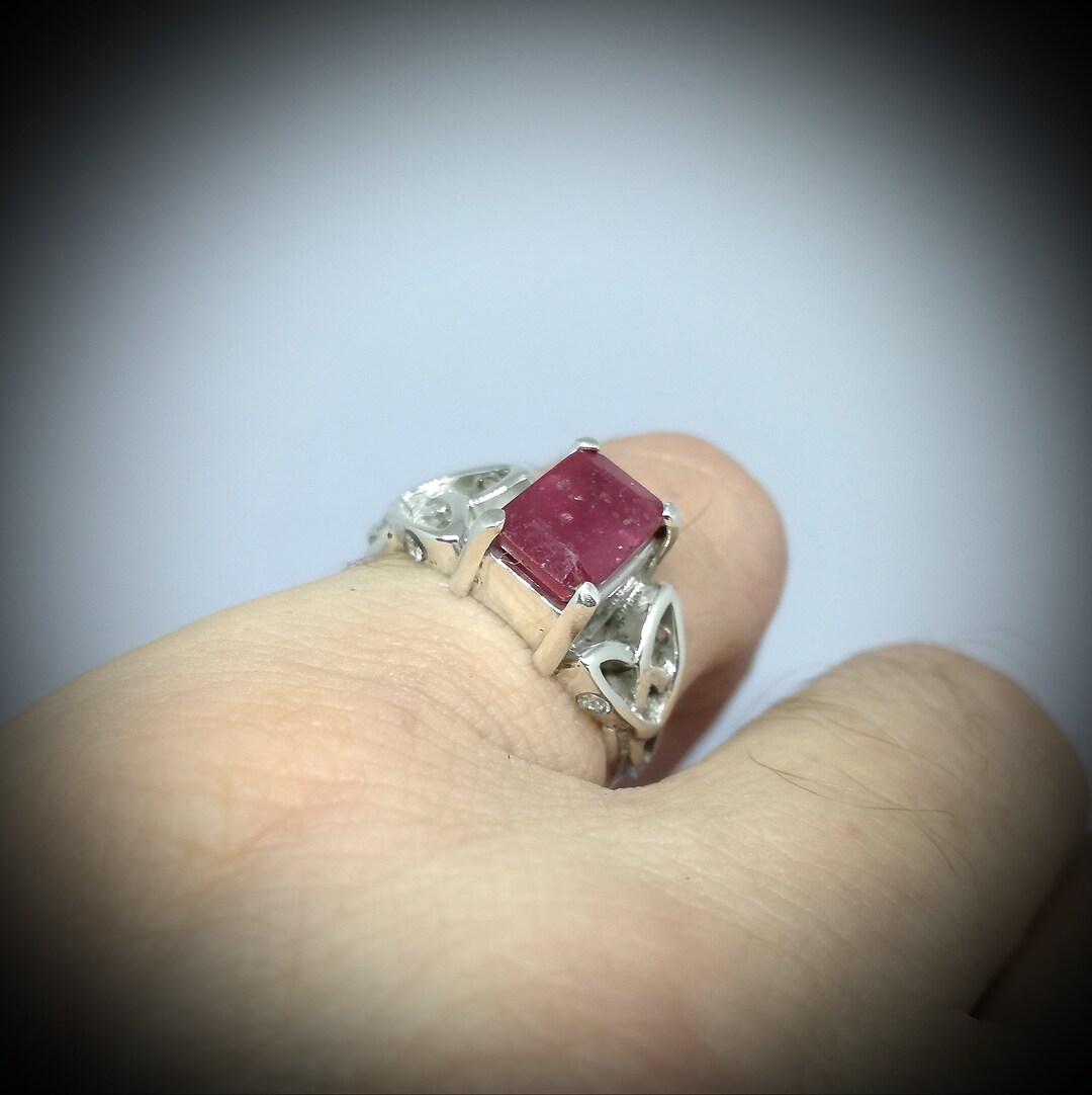 Pink Ruby Colorless Topaz Sterling Silver Ring Jewelry Design Silver ...