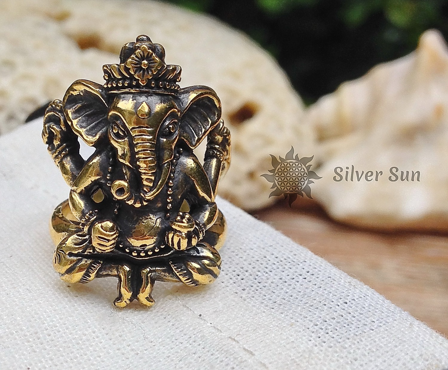 Brass Ganesha Ring Jewelry Design Includes Branded Packaging Etsy UK