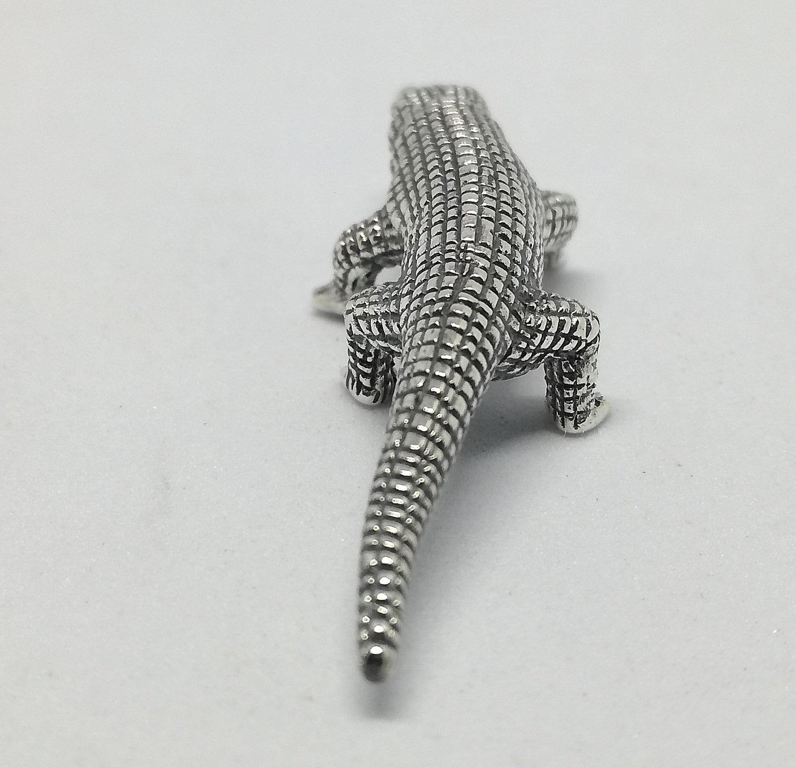 Komodo Dragon Sterling Silver Miniature Pendant Keychain Necklace