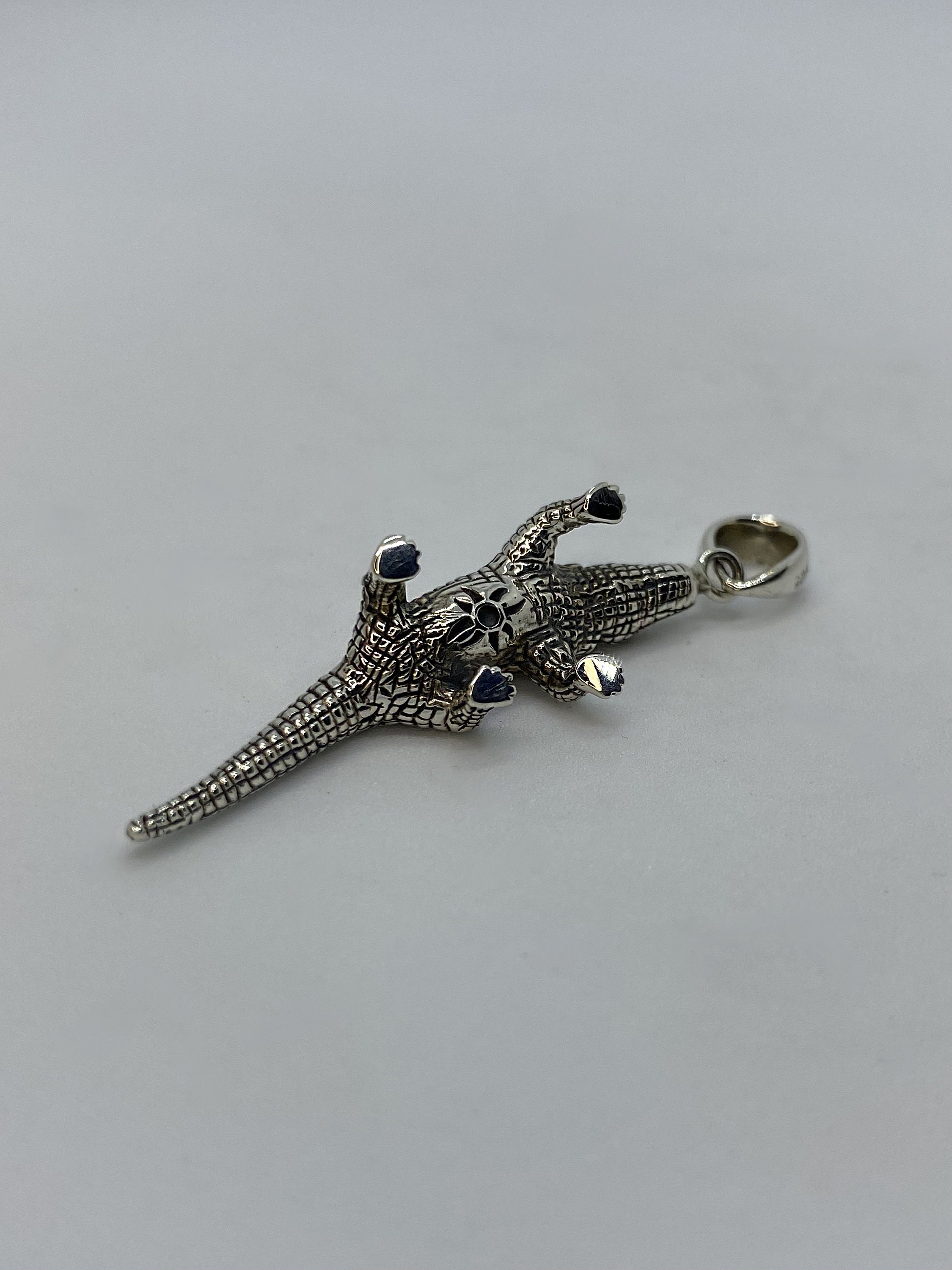 Komodo Dragon Sterling Silver Miniature Pendant Keychain Necklace