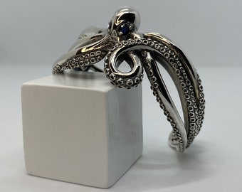 Pulsera de pulpo Bangle Sterling Silver Eyes of Any Color Includes Branded Packaging Silver Sun Style Jewelry Design Handmade From Bali
