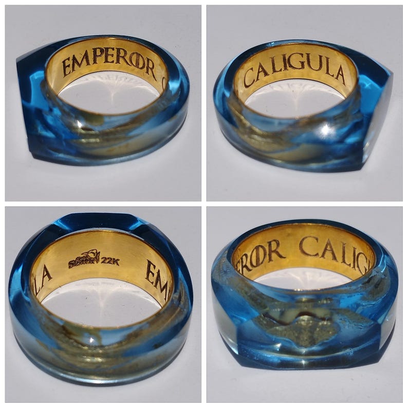 Emperor Caligula Unique Ring Yellow Gold 22K Blue Obsidian Color ...