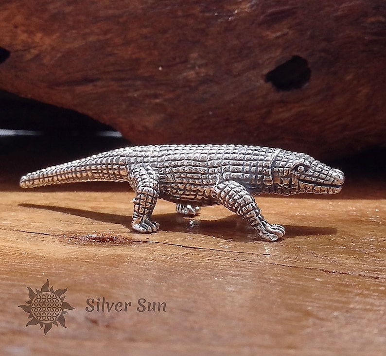 Komodo Dragon Sterling Silver Miniature Pendant Keychain ...