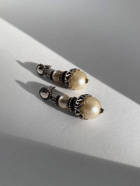 Bali Handmade Weave Pattern Curled Drop Earrings Sterling Silver Bali Handmade Weave Pattern Curled Drop Earrings Sterling Silver