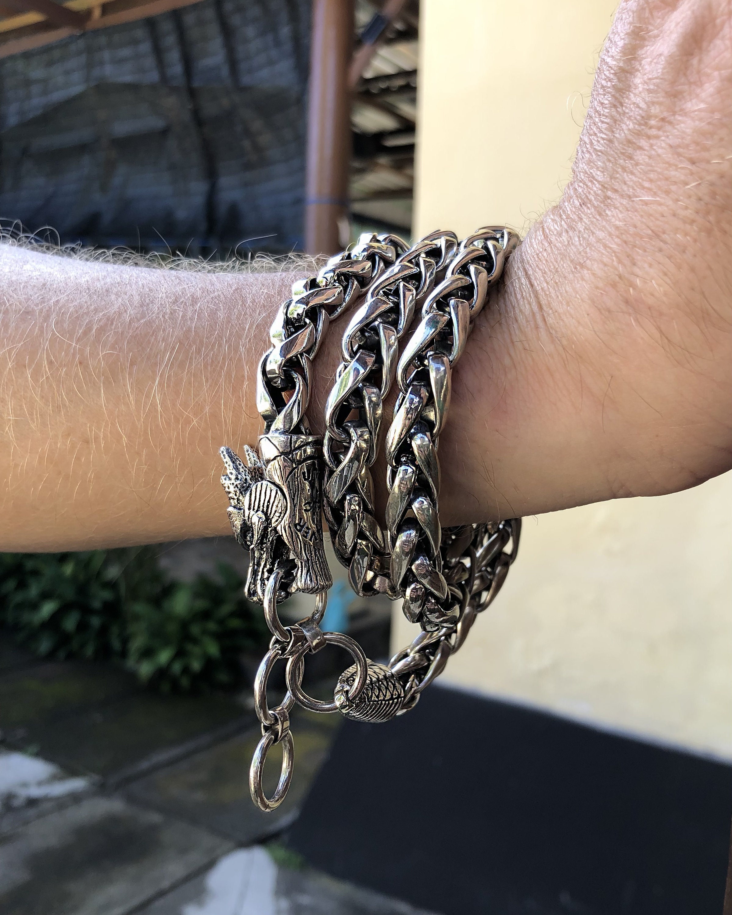 Silver Dragon Men's Chain Bracelet
