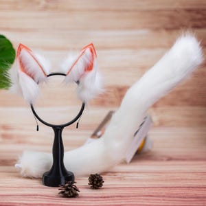 Furry Cat Ears and Tail Set | Faux Fur Cosplay Accessories for Anime Conventions | LARP Costume Props