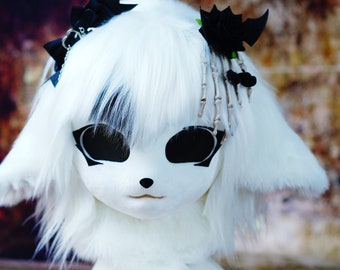 Classic Gothic Sheep Mask in White - Versatile Costume Accessory for Themed Events & Cosplay, Kig mask custom