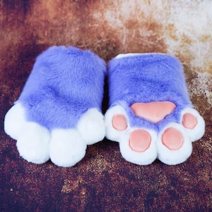 Fursuit Paws HandPaws Handschuh für Furry, Plüsch, bequem und perfekt für Cosplay Kostümzubehör, Welpen Katze Kitty Wolf Cosplay Pfoten