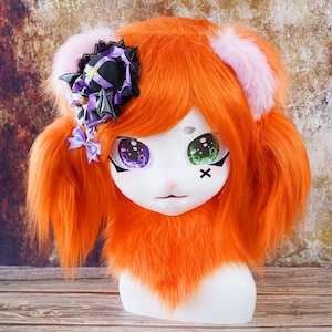 Halloween pumpkin bear Kig Mask - Custom FurSuit Head for Cosplay, Furry Conventions, and Pet Play Furry Mask,furry convention,animal mask