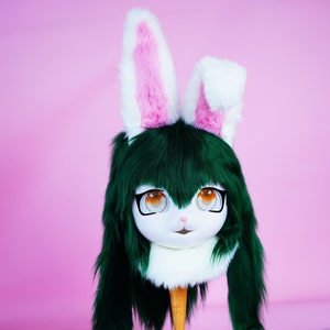 fursuit kig head, furry rabbit mask, Easter bunny gift for girl,furry convention rabbit mask,gift for daguther, ready to ship free shipping
