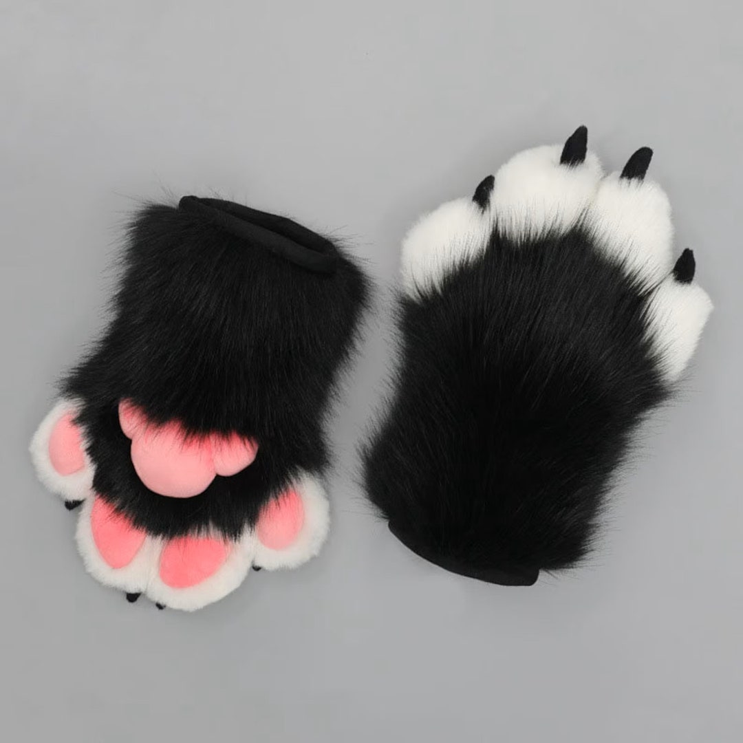 Black Cat Paws Pink Pad Paws Furry Paws Cosplay Gloves Cat Etsy Australia