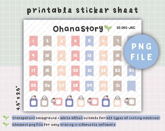 Printable Date Dots Stickers | Check Box Planner Icons | Digital Download