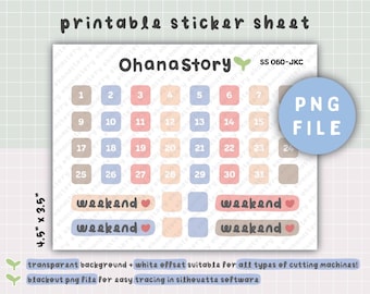 Printable Date Dots Stickers | Weekend Planner Icons | Digital Download