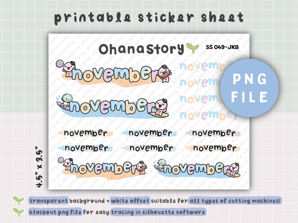Printable November Month Stickers | Script Stickers for Planners and ...