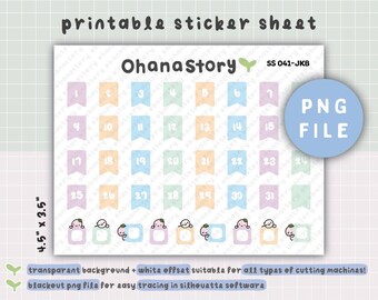Printable Date Flag Stickers | Date Dots Planner Icons | Digital Download