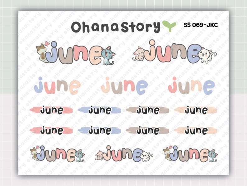 June Scripted Printable June Month Stickers | Script Stickers for Planners and ...