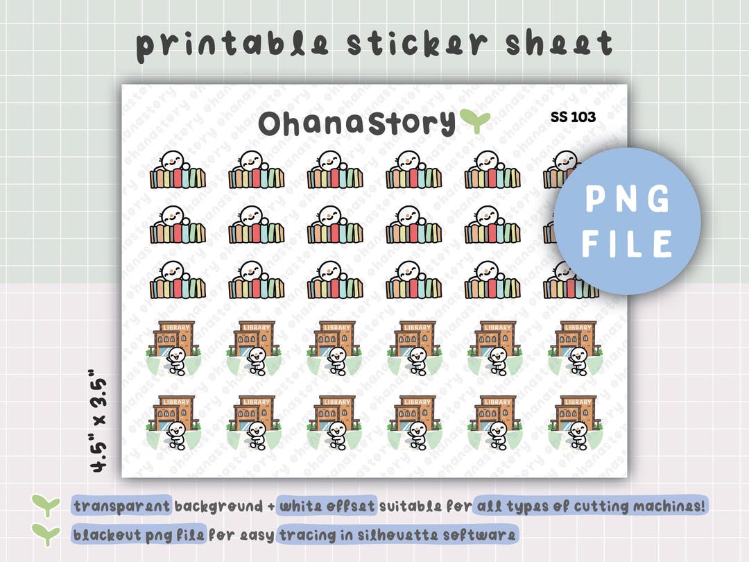 Printable Library Stickers | Reading Planner Icons | Digital Download ...