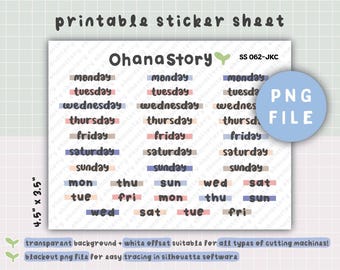 Printable Days of the Week Stickers | Monday to Sunday Planner Icons | Digital Download