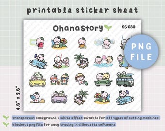 Printable Vacation Stickers | Sunny Summer Planner Icons | Digital Download