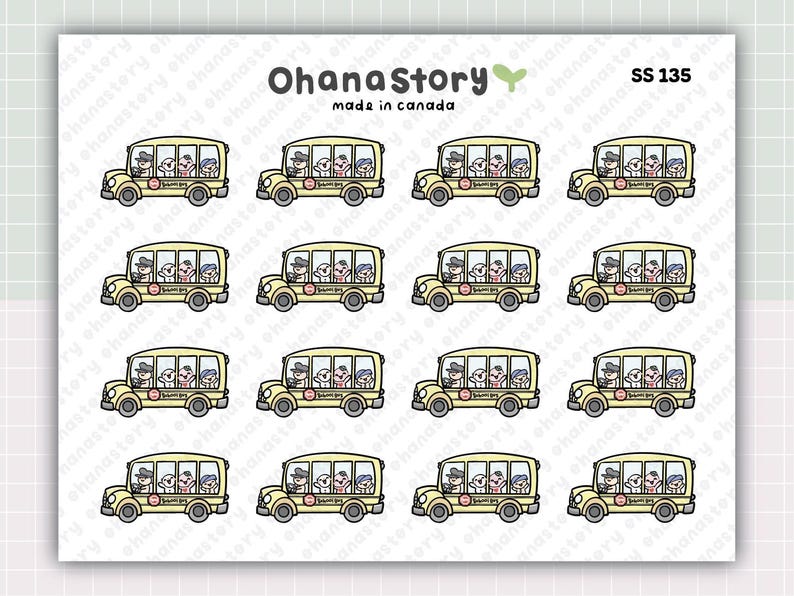 Sticker Bus Printable School Bus Stickers | Bus Planner Icons | Digital Download - Etsy