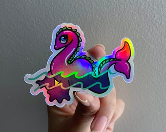 Serendipity the Pink Sea Monster Clear or Holographic Vinyl Sticker