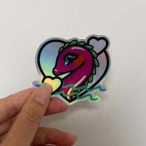 Holografischer oder Glitzer Serendipity Pink Sea Monster Herz Vinyl-Aufkleber