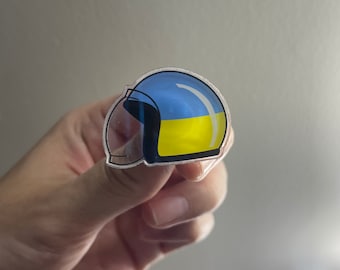 Ukraine Flag Helmet Acrylic Pin - Charity Proceeds
