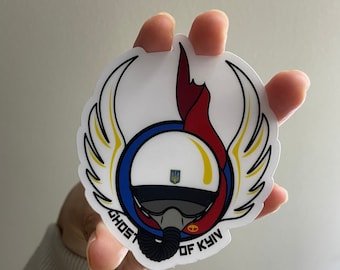 Ghost of Kyiv Sticker: Ukraine Ace Fighter Pilot, Charity Decal