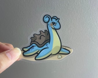 Pokemon Unique Illustration of Lapras the Sea Monster Clear or White Vinyl Sticker