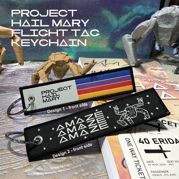 Project Hail Mary PHM Embroidered Flight Tag Keychain