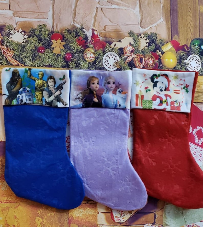 Personalized Disney Kids Christmas Stockings Frozen Mickey Etsy