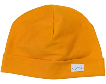 Winter beanie yellow Made in Germany - Finest cotton hat - Unisex - Warm & comfortable - Perfect fit | Lou-i summer hat