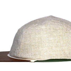 Lou-i Cap beige with unique wooden brim Made in Germany Lightweight & comfortable One size fits all Snapback hat image 2