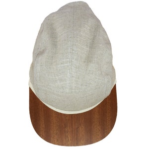 Lou-i Cap beige with unique wooden brim Made in Germany Lightweight & comfortable One size fits all Snapback hat image 3