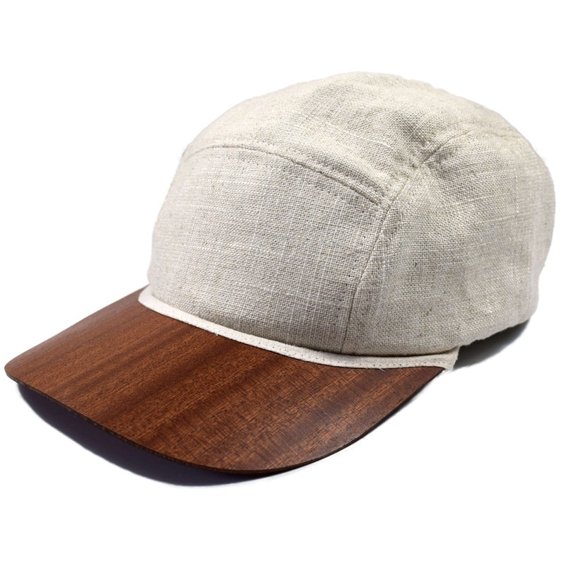 Lou-i Cap beige with unique wooden brim Made in Germany Lightweight & comfortable One size fits all Snapback hat image 5