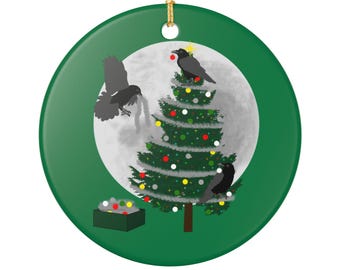 Keramik Christbaumanhänger: Weihnachts Raben