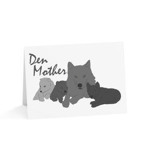 Cartes de voeux pour mère de famille, Mère louve, 3 chiots, Carte pour la fête des Mères, Carte pour une occasion spéciale, Papeterie animalier, Jeu de cartes, Amoureux des animaux