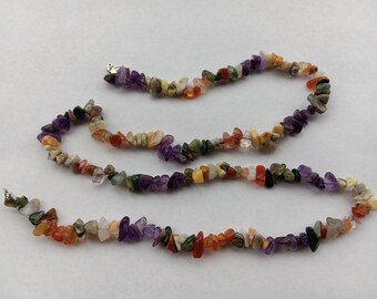 Crystal / Stone Necklace: Amethyst, Indian Agate, Red Agate, Crazy Lace Agate