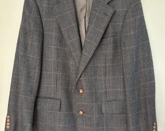 Vintage Polo University Club Ralph Lauren Plaid Sport Coat 42L Houndstooth Wool Blazer