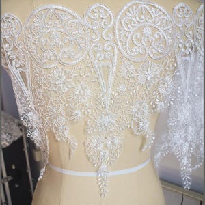Bridal lace trim with sequins, white bridal lace trim for wedding dress, white lace trim, bridal lace for dress, alencon lace trim