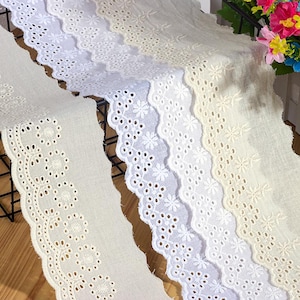 White Cotton Lace Trim: Scalloped Edge Venice Lace for Sewing