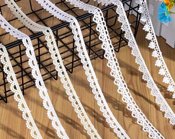 Venice Lace Trim: White Scalloped Guipure Lace, 1/2 inches wide, priced by yard