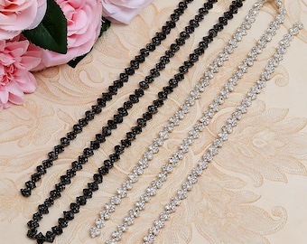 Sparkling Rhinestone Trim: Ultra Thin Crystal Banding, Bridal Gown Embellishment